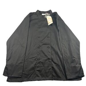 NWT Chef Works Womens Executive Chef Coat Size XL Black Double Breasted L/S